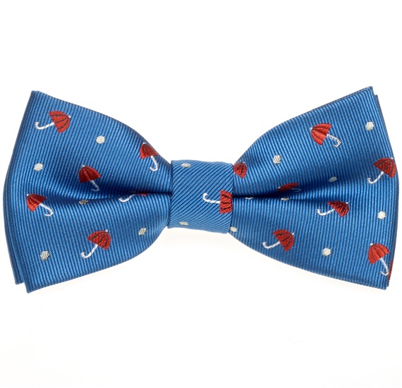 Boy's Blue Bow Tie with Garnet Umbrellas