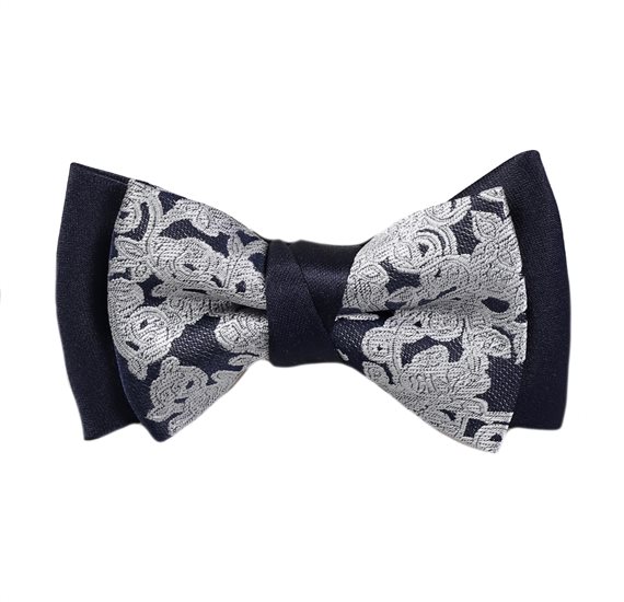 Dark Blue Boy's Bow Tie with Design