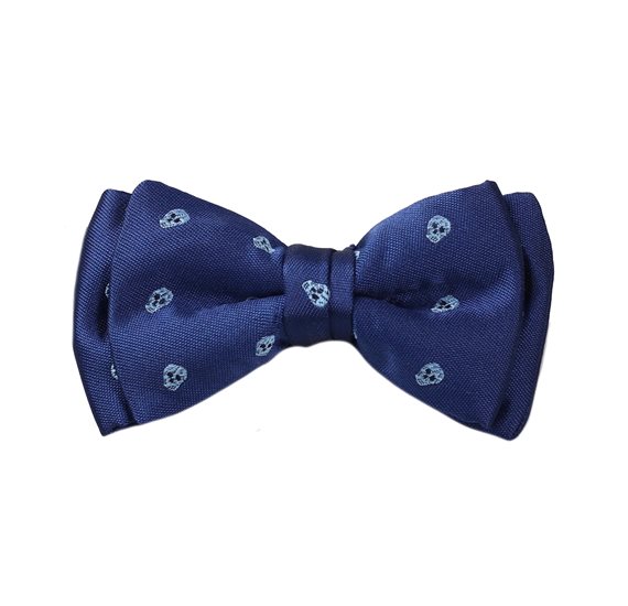 Dark Blue Boy's Bow Tie Skulls