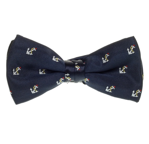 Boy's Deep Blue Bow Tie with Anchors
