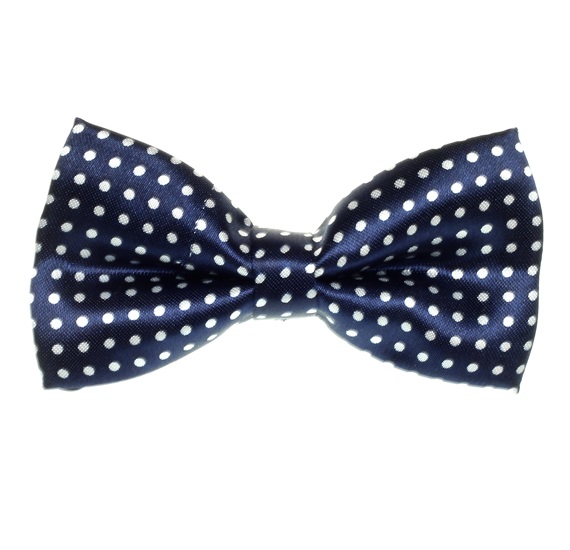 Boy's Dark Blue Bow Tie with White Dots