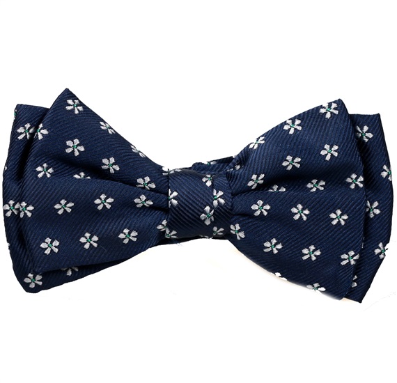 Boy's Dark Blue Bow Tie with Daisies