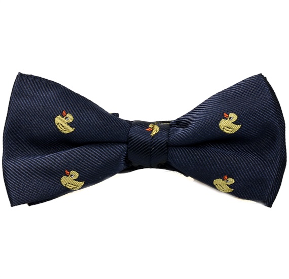 Boy's Dark Blue Bow Tie with Ducks
