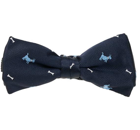 Boy's Dark Blue Bow Tie with Dogs