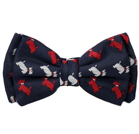 Boy's Dark Blue Bow Tie with Schnauzer