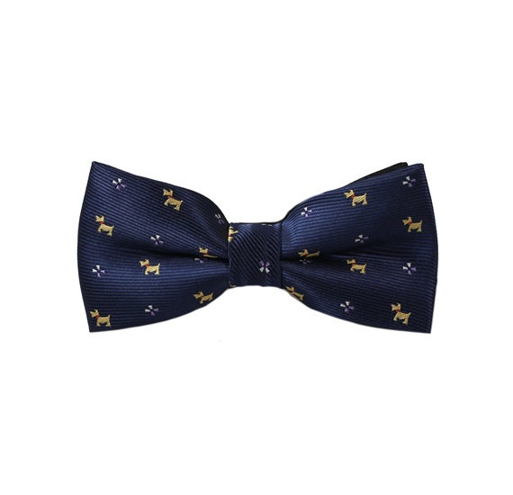 Boy's Blue Bow Tie with Schnauzer