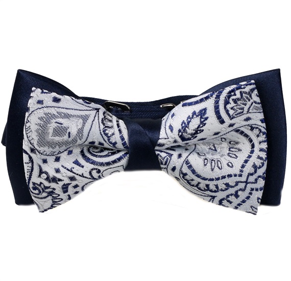 Boy's Dark Blue Printed Bow Tie