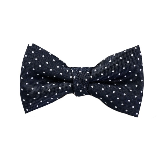 Boy's Dark Blue Polka Dots Bow Tie