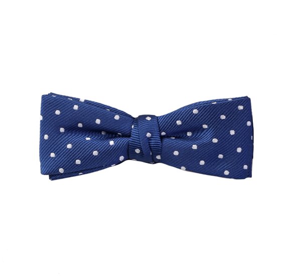 Boys' Medium Blue with Grey Dots Bow Tie