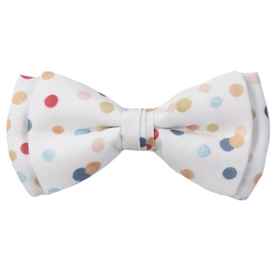 White Boy's Bow Tie with Dots