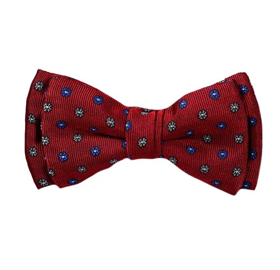 Burgundy Boy's Bow Tie with Flowers