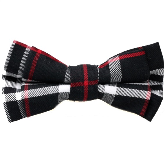 Boy's Garnet and Black Tartan Bow Tie