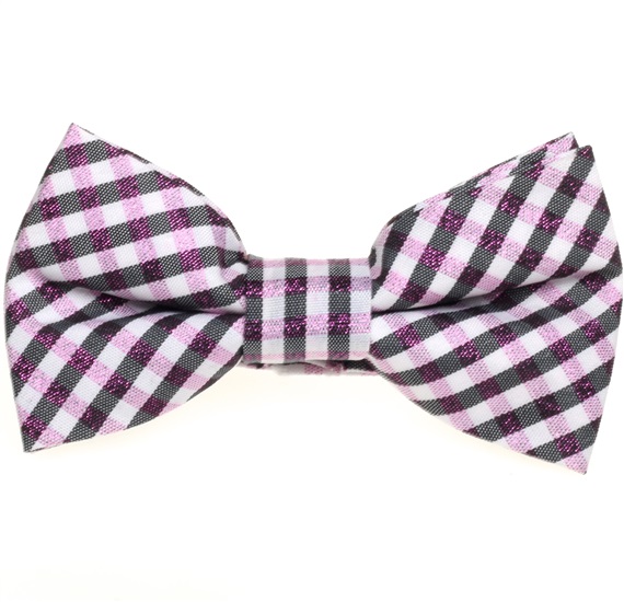 Boy's Pink and Black Vichy Checked Bow Tie
