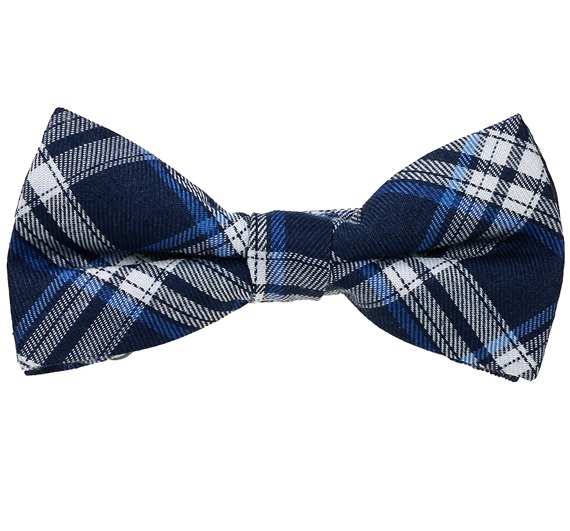 Boy's Dark Blue Tartan Bow Tie