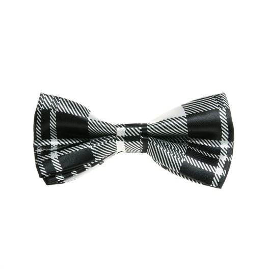 Boy's Black and White Plaid Bow Tie