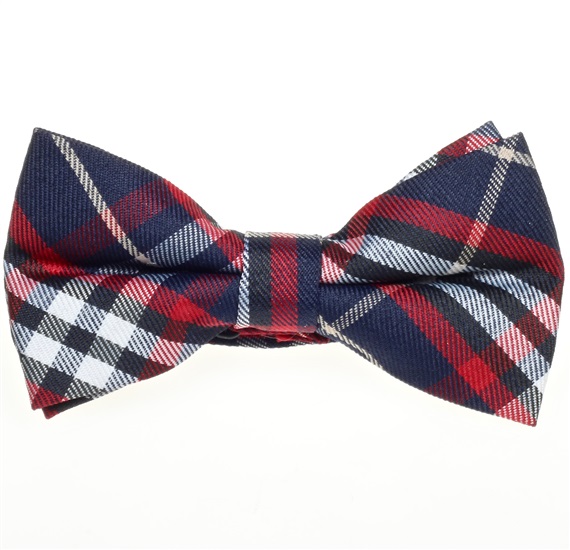 Boy's Deep Blue and Garnet Tartan Bow Tie