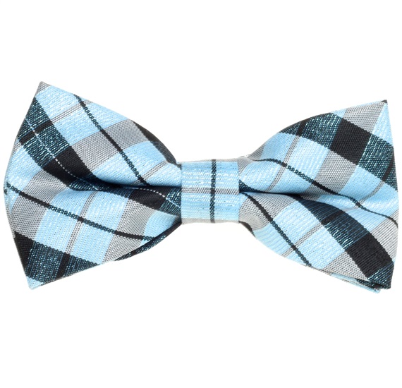 Boy's Blue and Black Tartan Checked Bow Tie
