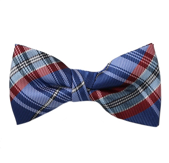 Boys' Blue and Red Tartan Bow Tie