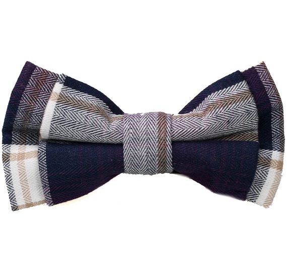 Boy's Purple Tartan Bow Tie
