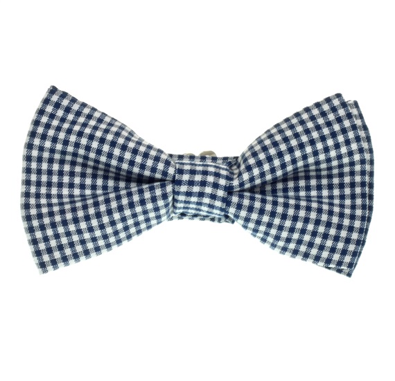 Boy's Deep Blue Vichy Checked Bow Tie