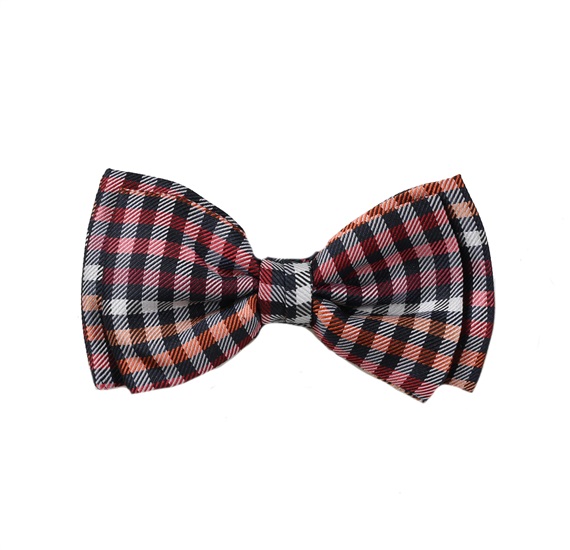 Boy's Black and Orange Checked Bow Tie