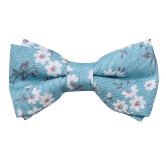 Blue Boy's Bow Tie with Flowers