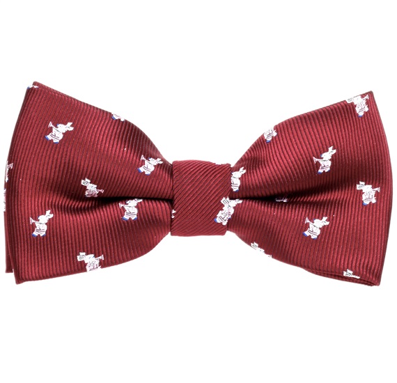 Boy's Garnet Bow Tie with White Rabbits