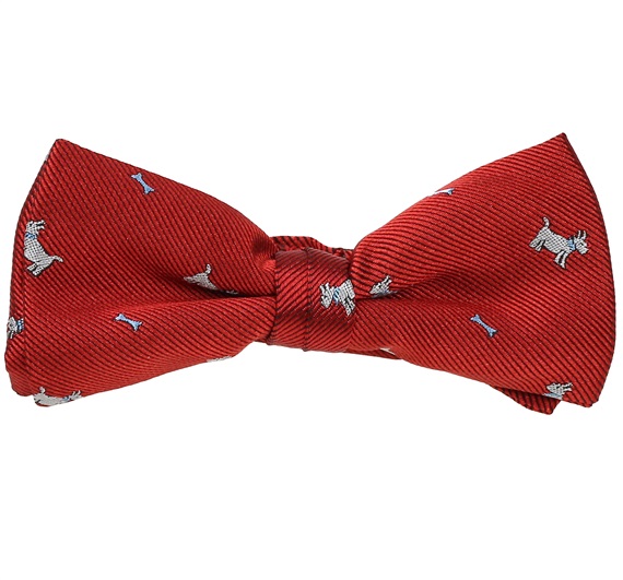 Boy's Garnet Bow Tie with White Schnauzer