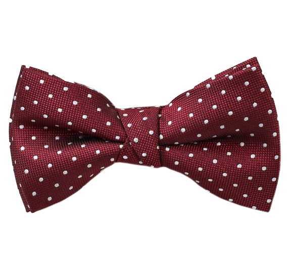 Boy's Garnet Bow Tie with Dots