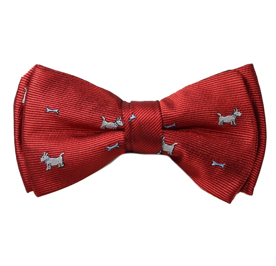 Boys' Garnet Bow Tie with Schnauzer