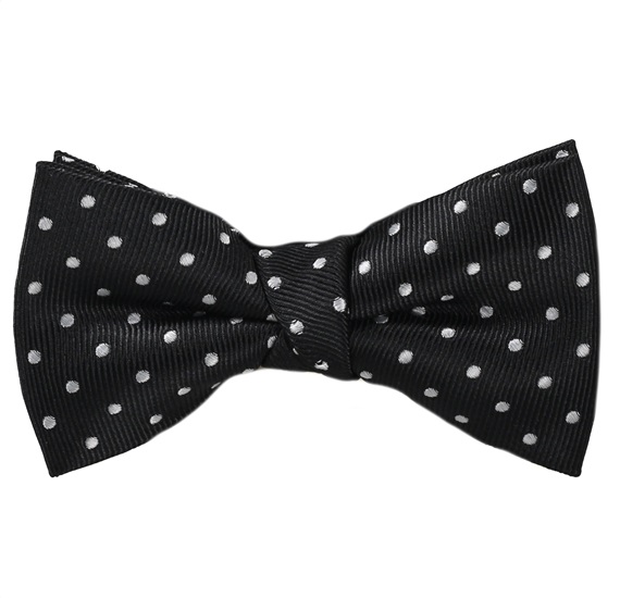 Boy's Black Bow Tie with White Dots