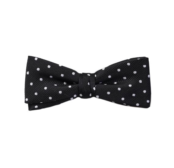 Boys' Black with Grey Dots Bow Tie