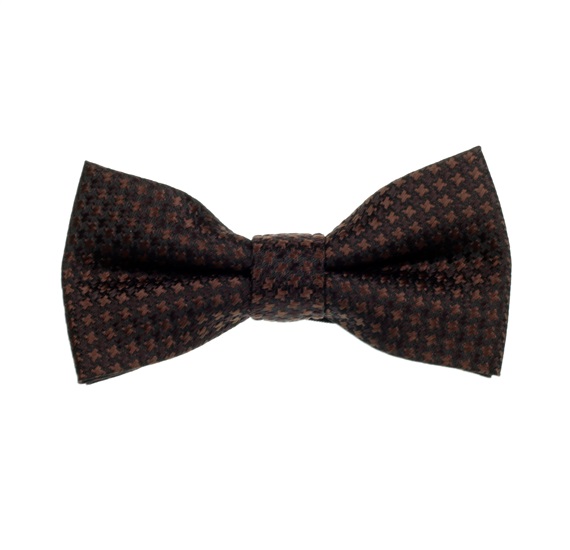 Boy's Brown Houndstooth Check Bow Tie