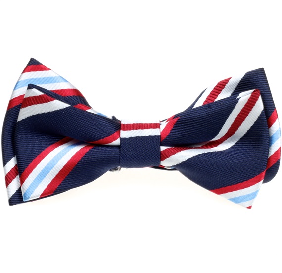 Boy's Blue and Red Stripes Bow Tie