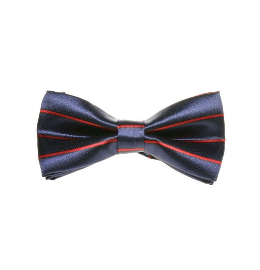 Boy's Deep Blue Bow Tie with Red Stripes
