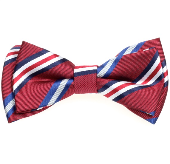 Boy's Burgundy Bow Tie with Stripes