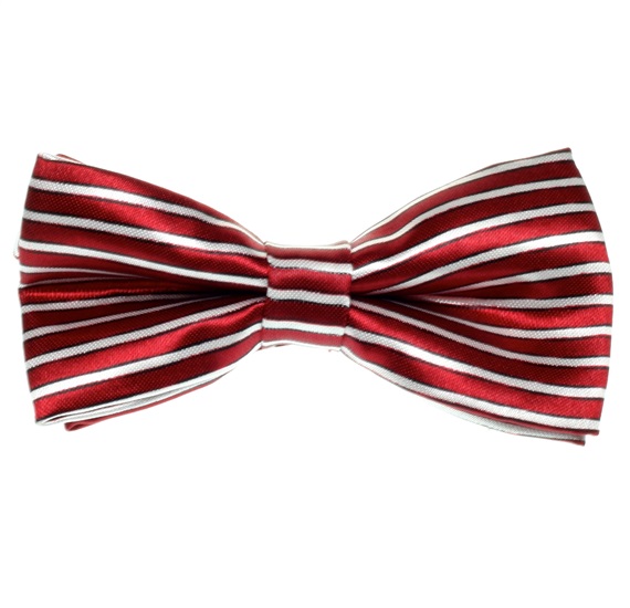 Boy's Garnet and White Stripes Bow Tie