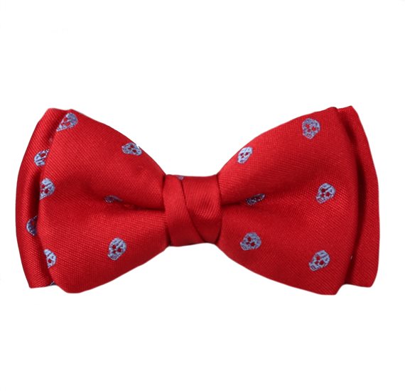 Red Boy's Bow Tie with Blue Skulls