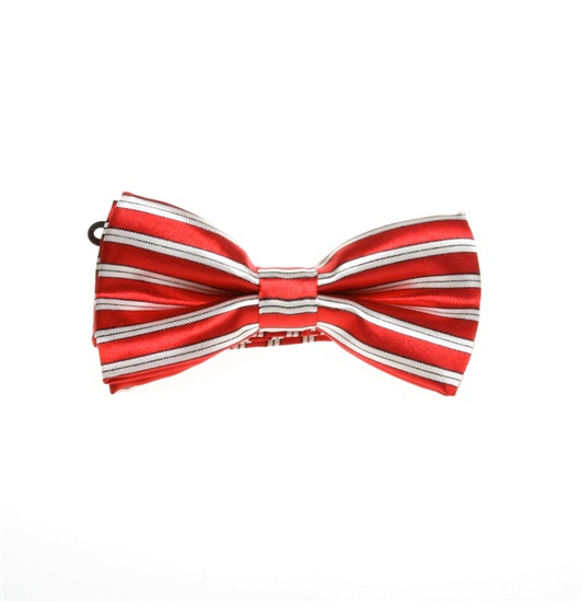 Boy's Red and White Stripes Bow Tie