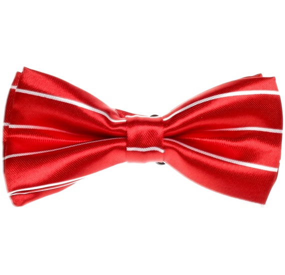 Boy's Red and White Stripes Bow Tie