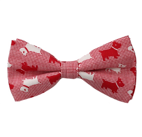Boy's Red Bow Tie with Schnauzer