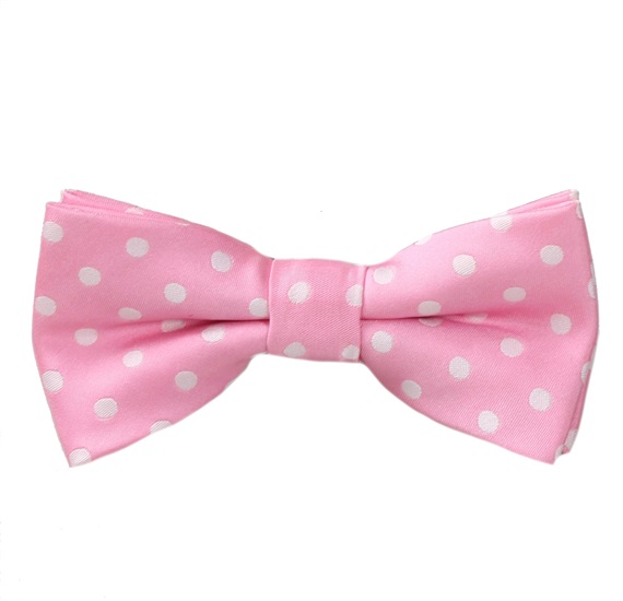 Boy's Pink with White Dots Bow Tie
