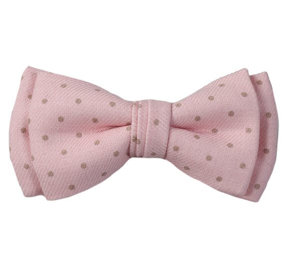Pink Boy's Bow Tie with Beige Dots