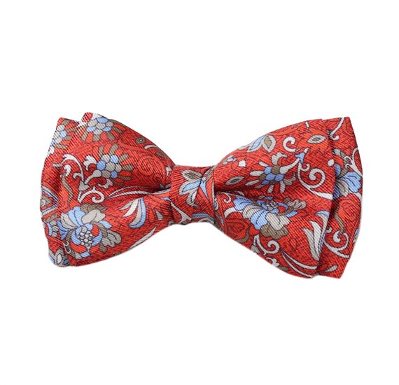 Dark Orange Silk Boy's Bow Tie with Flowers