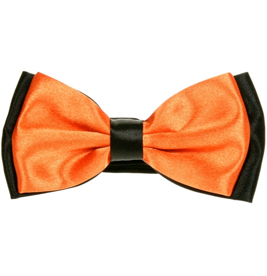 Orange and Black Satin Bow Tie