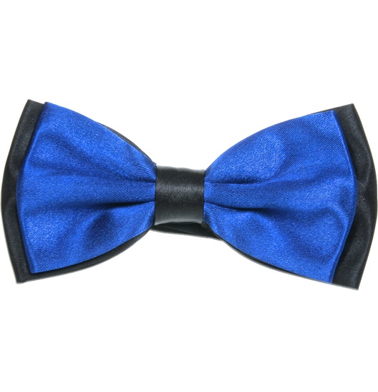 Royal Blue and Black Satin Bow Tie