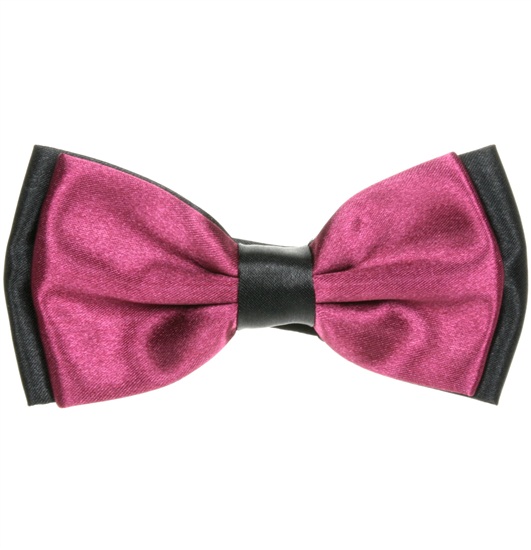 Burgundy and Black Satin Bow Tie