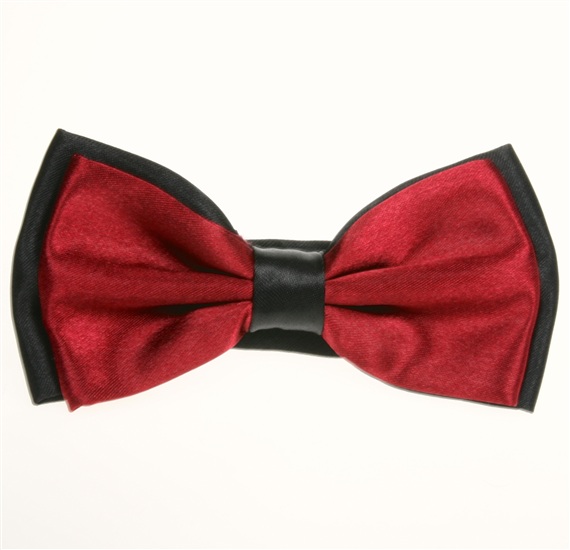 Black and Garnet Bicolor Satin Bow Tie