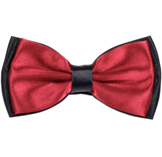 Garnet and Black Satin Bow Tie