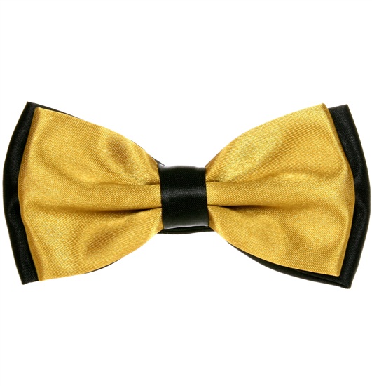 Ocher and Black Satin Bow Tie